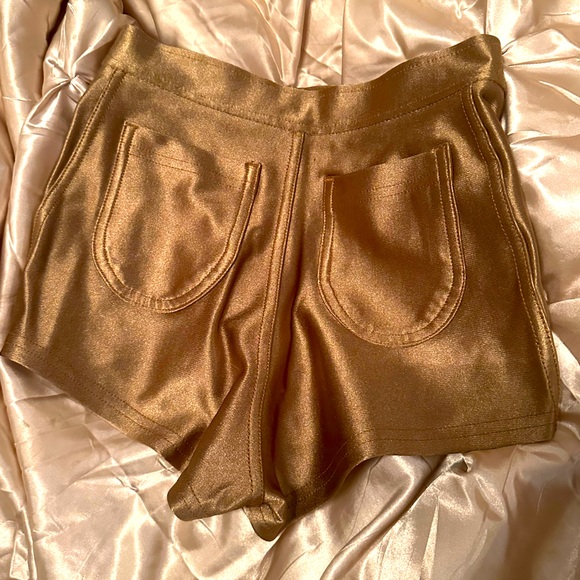 American Apparel gold shimmer shorts - Picture 2 of 3